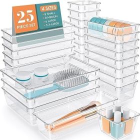 25 PCS Clear Plastic Drawer Organizer Set 25 PCS Clear Plastic Drawer Organizer Set